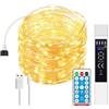 JANDEI - Catena Luminosa a LED Luce Calda, 20 metri, 200 LEDs, Ghirlanda con Telecomando, Timer, Ricaricabile tramite USB (Batteria Portatile 1800MA). Stringa per Decorazione Interni ed Esterni