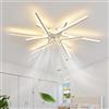 ZOMLBOF Grande Lampadario Ventilatore Con Telecomando, Dimmerabile Ventilatore a Soffitto Con Luce a 6 Velocità Moderno Reversibile Lampadario Con Ventilatore Da Soffitto Soggiorno Con Memoria, Bianco 85CM
