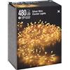 Spetebo Catena di luci a micro cluster con 480 LED, luce bianca calda - 480 cm - Ghirlanda di luci a filo con alimentatore per interni ed esterni