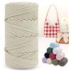 LEREATI Cordino per Borse Uncinetto, Corda Macrame 4mm x 150m Filo Macrame Corda in Poliestere, Fettuccia per Borse a Uncinetto Arazzo da Parete Maglieria Decorazioni Fai da Te (Bianco-Albicocca)