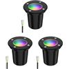 ledscom.de 3 pezzi luce da incasso a terra BOLI per esterni, IP67, nero, smerigliato, rotondo, 108mm Ø incl. lampada LED RGB, smart 473lm