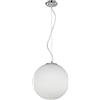 Perenz LAMPADA A SOSPENSIONE MODERNA LAMPADARIO SFERA IN VETRO BIANCO D.40 CM, CROMO, CAVO REGOLABILE, 2XE27 MAX 2X60W - ILLUMINAZIONE MODERNA