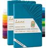 Lavea® Set 2 Lenzuola con Angoli Singolo 90x200 cm - Jersey 100% Cotone - Per Materassi Topper fino a 10 cm - Con Elastico Tutto Intorno - Certificato OEKO-TEX - Aquamarina
