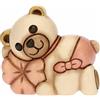 THUN, Bomboniera Nascita e Battesimo per Lei con Iconico Teddy con Quadrifoglio in Ceramica Decorata a Mano, Linea Bomboniere, 5.9x3.5x5.5 cm h