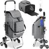 tectake® Carrello Spesa Shopper 3 in 1, Trolley Pieghevole con Borsa Termica per Surgelati, Carrello con Ruote Portatutto, Carrellino Spesa Con Ruote a Stella, Capacità max 30 kg / 50 L - Grigio