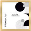 FRAMAI® Cornice portafoto 30x30 Oro MDF, con telaio ecologico e plexiglass anti-rottura, gancio e supporto