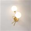Generic Applique da Parete per Soggiorno, Luce LED per Interni, Lampada con Paralume a 2 Sfere di Cristallo, Base G9 in Metallo Vintage, Lampada Decorativa, Oro, Sinistra