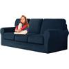 UNBBRRL Copridivano Ektorp Copri Divano in Velluto, Rivestimento Individuale del Cuscino E dello Schienale Salvadivano Lavabile Mobili Protector (Blu Marino,3 posti 7 pz)