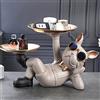 Jannlimt Statua Bulldog Vassoio, Statua Bulldog Ingresso Corridoio Svuotamento Tasca Scultura in Resina Statua Decorativa Bulldog Francese,Grey-1