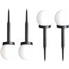 ELEOUTI 4 Lampade Solari da Giardino a Forma di Sfera Luce LED Bianca, Resistenti alle Intemperie, Sensore Crepuscolare per Vialetti e Aree Esterne, Installazione Semplice nel Terreno