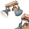 hofstein Plafoniera Orny, 2 luci, con faretti regolabili, lampada da soffitto in metallo/legno in grigio/bianco/marrone, 2 x attacco E27, faretto dal design retrò/vintage, senza lampadina/e