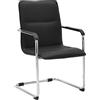 CLP Sedia a sbalzo con braccioli Seattle, sedia moderna imbottita in similpelle, struttura effetto cromo, Colore:nero