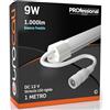 Eurocali Striscia LED 1 metro Rigida con profilo in alluminio 9W 12V 1000 lumen Luce Fredda 6500K - Plug & Play