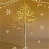 RELAX4LIFE Albero di Natale Nudo 180 cm con LED, Albero Realistico Con Rami Nudi senza Foglie in PVC, 96 Luci LED Bianco Caldo, Tronco Intero con Base di Radici per Feste, Bianco (180 cm)