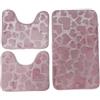 Corredocasa Set 3 Pezzi Tappetini da Bagno Antiscivolo in Memory Foam Morbidi e Assorbenti con Disegno Cuori - Tappeto Grande 2 Contorno WC - Vari Colori Eleganti per Arredo Bagno