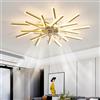 TuoyuanW Lampadario Con Ventilatore Da Soffitto Memoria Dimmerabile LED Soggiorno Ventilatore Da Soffitto Con Luce 6 Velocità Reversibile Plafoniera Con Ventilatore Con Telecomando E APP-Gold||92CM