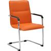 CLP Sedia a sbalzo con braccioli Seattle, sedia moderna imbottita in similpelle, struttura effetto cromo, Colore:arancione