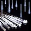 HULX Luci della Pioggia di Meteoriti del LED, 30cm 8 Tubi 144LED luci della Stringa Solare Luci da Pioggia Cadenti Impermeabili con 8 Modalità (Bianca)