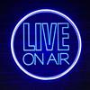 NOXTROND Insegna luminosa al neon Live On Air, alimentata tramite USB, luce a LED, dimmerabile, decorazione da parete rotonda in streaming per streaming, gamer, sala giochi, decorazione da studio (blu