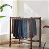 FOLREORP Grucce Pantaloni salvaspazio di 12 grucce Rimovibili Appendi Legno con 4 Ruote Organizer per Pantaloni mobili può Essere utilizzato in Vari contesti Carrello Porta Abiti(Walnut)