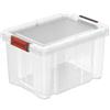 eacommerce | Box contenitore multiuso | Coperchio con clip soft touch, impilabile e sovrapponibile, resistente agli urti | Per garage, deposito, portagiochi (Trasparente, 20 Litri - 29,5x41x25 cm)