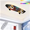 OOWOKS Plafoniera da skateboard LED per cameretta dei bambini, 32W dimmerabile con telecomando, cambio colore RGB, decorazione plafoniera per bambini per camerette per ragazzi e ragazze,A