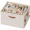 SONGMICS Organizer Scarpe, per 16 Paia, Scatola Contenitore Scarpe, Maniglie, con Coperchio Trasparente, Regolabile, per Armadio, Beige Cappuccino LSP555K01