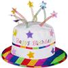 Relaxdays 2X Cappello "Happy Birthday", Berretto di Compleanno con Candele, Cappellino per Party & Feste, Bianco e colorato