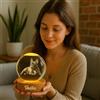 WEIYOUDP Sfera di cristallo personalizzata con luce notturna LED a 2D con immagine, regalo commemorativo per animali domestici cane gatto, per compleanno, Natale, cornice da tavolo (8 cm)
