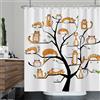 Ttincceer 180x180cm Gatto Albero Doccia Tenda Set Arancione Carino Gattino Bagno Tenda Acquerello Divertente Animale Domestico Gatto Doccia Tende Lavabile Vasca da Bagno Tenda