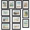 bomoe Ocean - Set di cornici per foto, 12 pezzi, 13 x 18 cm, come cornice portafoto per collage di foto, colore: nero con passepartout - cornice decorativa da parete in legno con vetro plastica