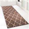 Floordirekt Tappeto passatoia con Motivo, Realizzato su Misura, per Cucina, corridoio e Soggiorno, Ornamento Vintage a griglia Orientale (80 x 250 cm, Marrone Cosenza)