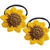 Theaque Set di 2 elastici per capelli per ragazze,in cotone fatto a mano,con girasole,elastici per capelli con fiori gialli,graziosi elastici per coda di cavallo,accessori per capelli all'uncinetto