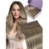 Fshine Extension Capelli 100 g Extension Capelli Veri Trama Farfalla 50 cm 100 g Castano Chiaro Misto Biondo Platino Double Weft PU OVO Micro Beads Morbida Colore 6 60 6