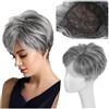QRSTUVXZY Topper for capelli sintetici da 4,5 pollici for donne con capelli diradati - Taglio Pixie - 7x7 pollici 150 densità resistente al calore(Dark gray)