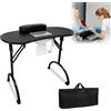 LARS360 Tavolo Per Manicure Con Aspirazione, Pieghevole, Portatile, Con Ruote, Sacchetto Per La Polvere, Nero