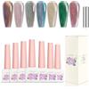 Frenshion Adhere 7Pz 12ML Cat Eye Soak Off UV LED Gel Nail Polish, riflettente Glitter Cat Eye, scintillante diamante magnetico Flash colore con magnete