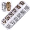 Ulalaza Unghie Strass Foil Fiocchi Multiforme Perline rotonde Flatback Cristalli di vetro Diamanti Pietre Mix Style Gemme Set Decorazione unghie professionale per nail art Craf