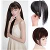 LesafeV Topper per capelli umani con cerchietto senza cuciture, 25,4 cm, capelli lisci con frangia spessa, nero