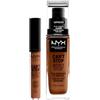 NYX Professional Makeup Can't Stop Won't Stop Correttore Tonalità 17 Cappuccino Liquido Multiuso 3,5ml + Fondotinta Tonalità 17 Cappuccino Liquido Waterproof Lunga Tenuta 24h 30ml - Set da 2