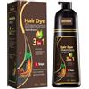 Cerioll Shampoo Capelli Castano Scuro, Shampoo Colorante Castano Scuro 3 En1, Dark Brown Hair Dye 3 In 1, Colore E Duratura, Per Uomini Donne Copertura Dei Capelli Grigi, 500ml, Facile Da Applicare,Dark Brown