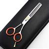 JIESENYU Giappone 440c forbici da parrucchiere 10,2 cm / 12,7 cm / 5,5 forbici da barba professionale strumenti da barbiere (arancio 12,7 cm diradamento forbici)