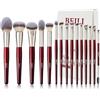 BEILI Set di 15 pennelli da trucco professionali per ombretto, pennelli sintetici di alta qualità, per ombretto liquido, crema e cipria (rosso)