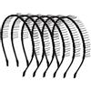 Happyyami Cerchietto Dentato Antiscivolo per Chioma Unisex in Acciaio Nero Denti, Set da 6 Pezzi, Design Semplice ed Elegante, per Uso Quotidiano e Sportivo