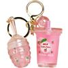 Mimoqk Makeup Lip Gloss Lip Stain, Milk Tea Design Keychain Attachment, Nourishing Moisturizing Primer, Long Lasting Color for Women, Girls, Everyday Use and Gatherings, 2.6x1.1 Inches