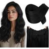 RUNATURE Extension Capelli Veri Filo Nero Invisibile 45cm 80g #1