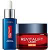 L'Oreal Paris L'Oréal Paris Revitalift Laser Crema Viso Giorno Trattamento Profondo Anti-Età SPF 25 con Acido Ialuronico e Pro-Xylane da 50ml + Siero Notte Azione Antirughe Anti-Età con Retinolo Puro da 30ml