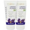 FLORA Crema Fluida Lavanda pack da 2 Pz da 200 ml "Meraviglia Blu" 200 ml BIO-BDIH Lenitiva, Doposole con 3 Oli Essenziali di Lavanda, Glicerina Vegetale e Steroli di Brassica, Profumo Floreale