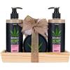 BRUBAKER Cosmetics Set Bagno e Doccia All'olio di Canapa con Fragole Fresche e Cocco, Presentati Su Vassoio Decorativo in Legno