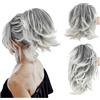 juanluck-s Chignon, Coda di cavallo da donna Morsetto corto Capelli ricci Coda di cavallo Anello for capelli regolabile Parrucca soffice,per l'uso quotidiano(Silver gray)